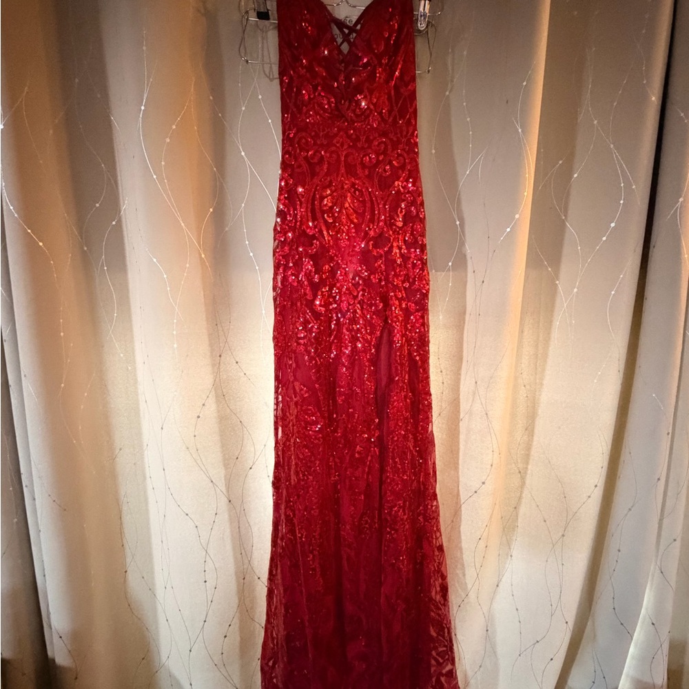 Elegant Red Sequin Gown